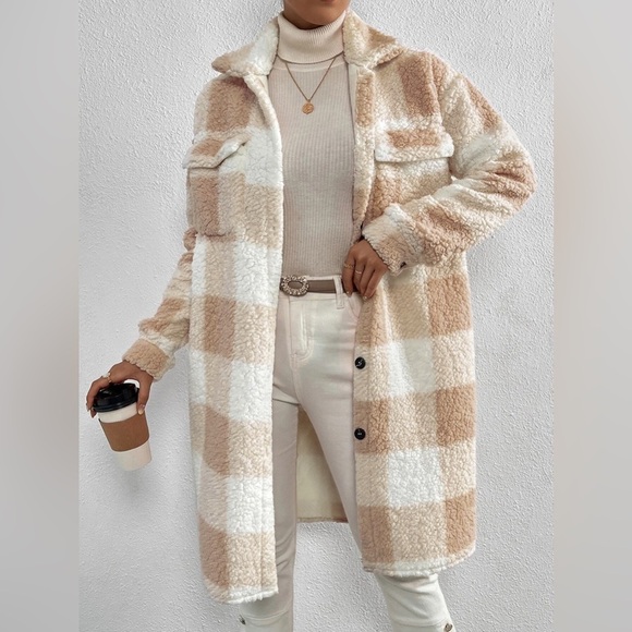 🆕 Tan PLAID Teddy jacket